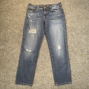 American Rag Cie Women Size 0 Jeans Distressed Cropped Straight Leg Denim